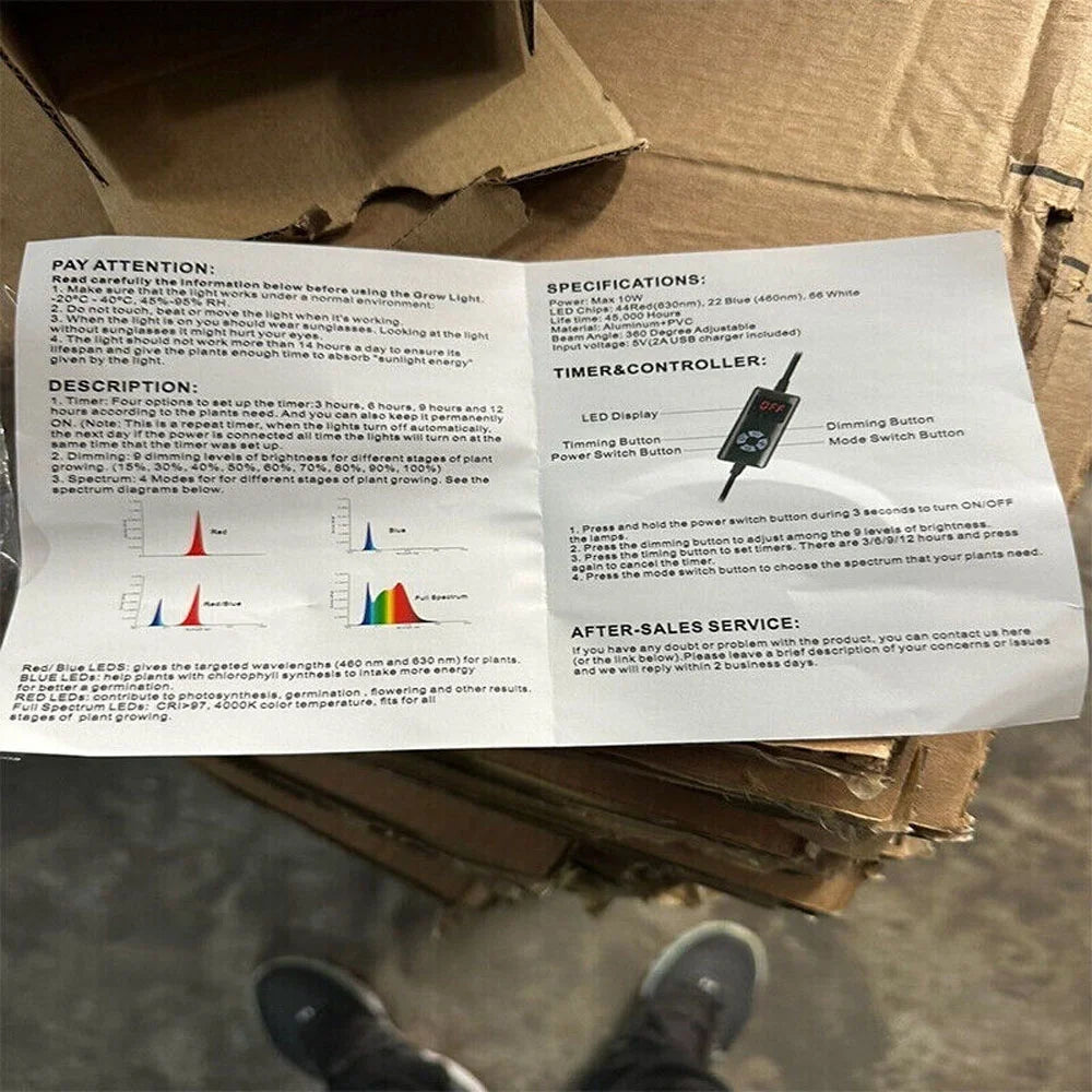 LED Grow Light Plant Growing Lamp Full Spectrum for Indoor Plants Hydroponics US