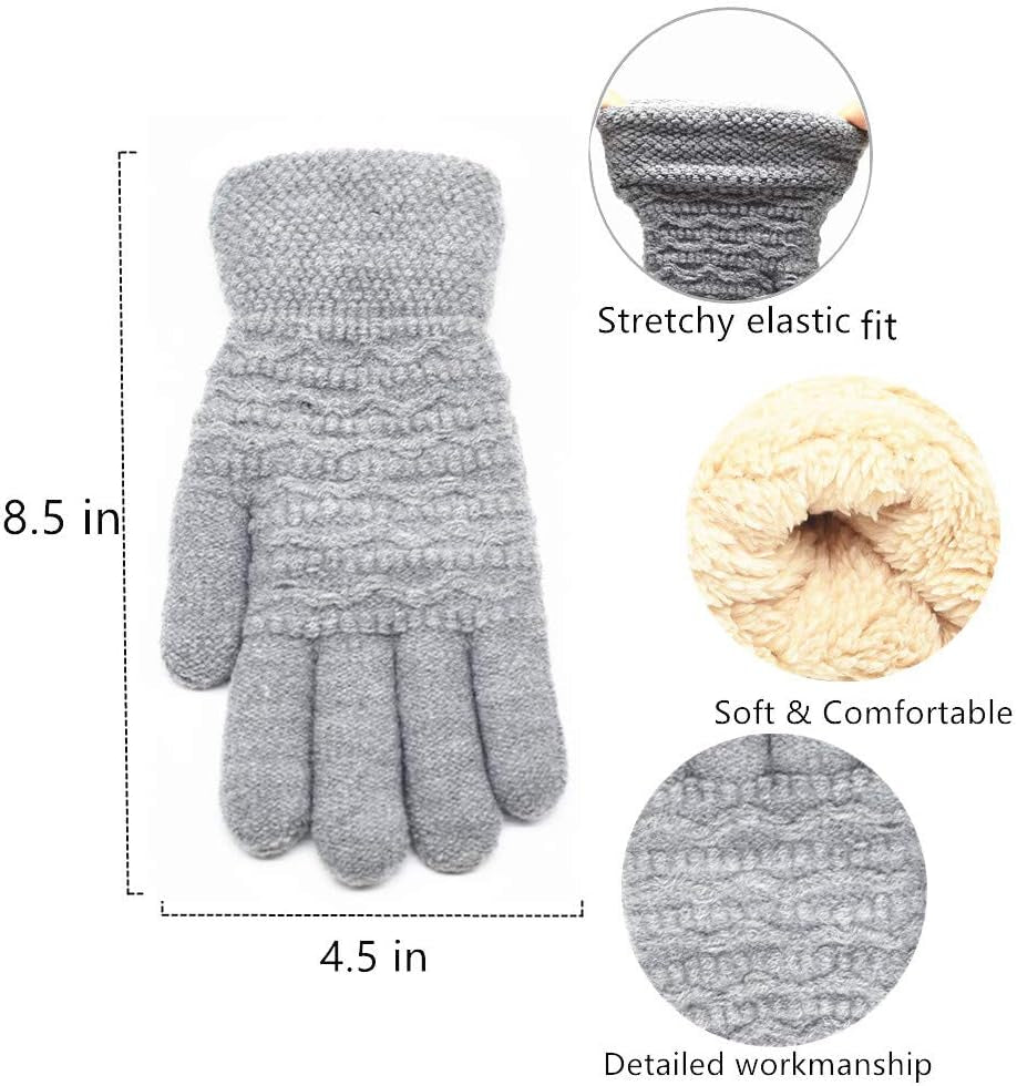 Women'S Winter Warm Touch Screen Gloves Womens Thermal Cable Knit Wool Fleece Lined Gloves for Cold Weather