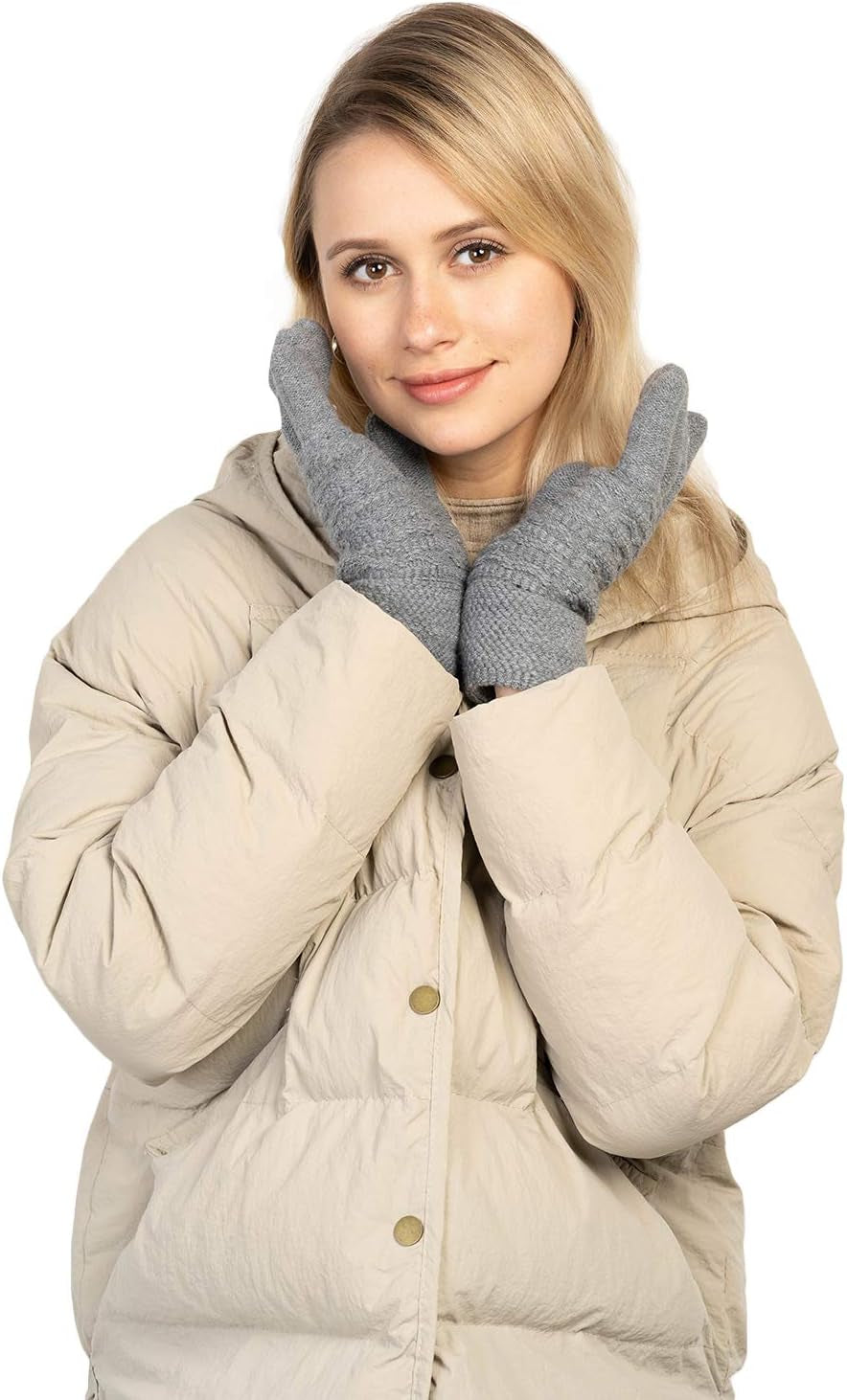 Women'S Winter Warm Touch Screen Gloves Womens Thermal Cable Knit Wool Fleece Lined Gloves for Cold Weather