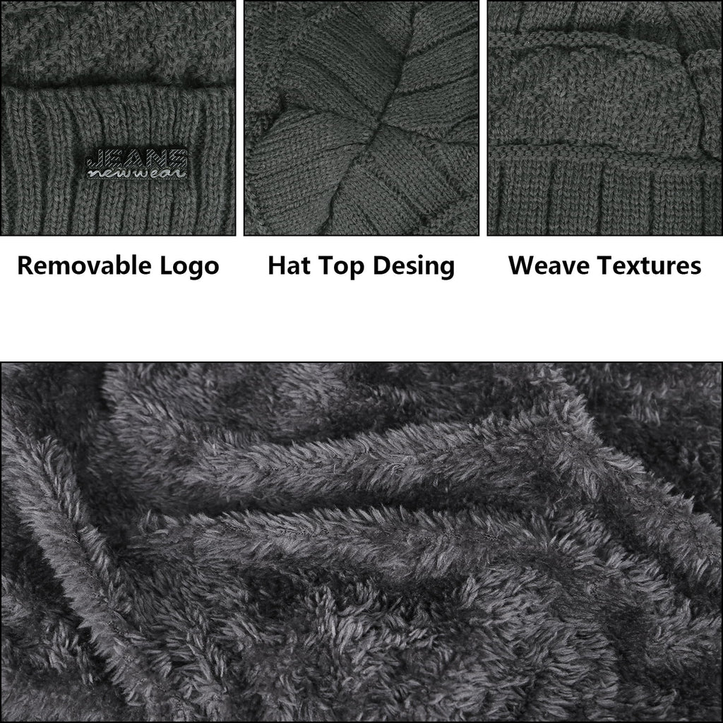 5 Pcs Winter Beanie Hat Scarf Touchscreen Gloves Set with Wool Socks for Men Women Gray