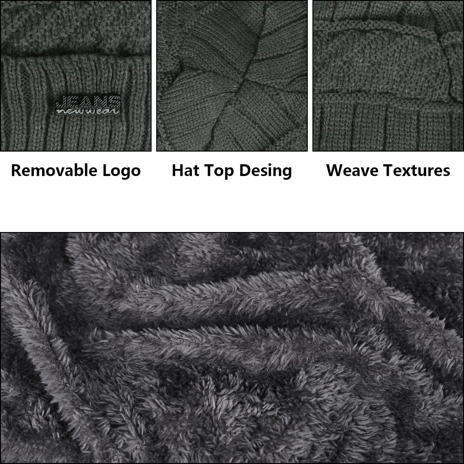 5 Pcs Winter Beanie Hat Scarf Touchscreen Gloves Set with Wool Socks for Men Women Gray