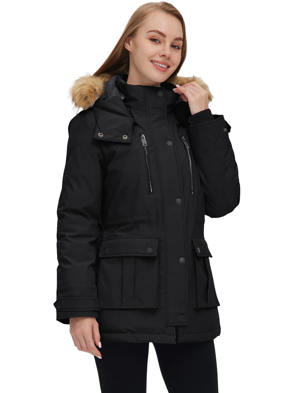 Women'S Winter Coat Quilted Winter Jacket Waterproof Winter Parka Coat Black XL