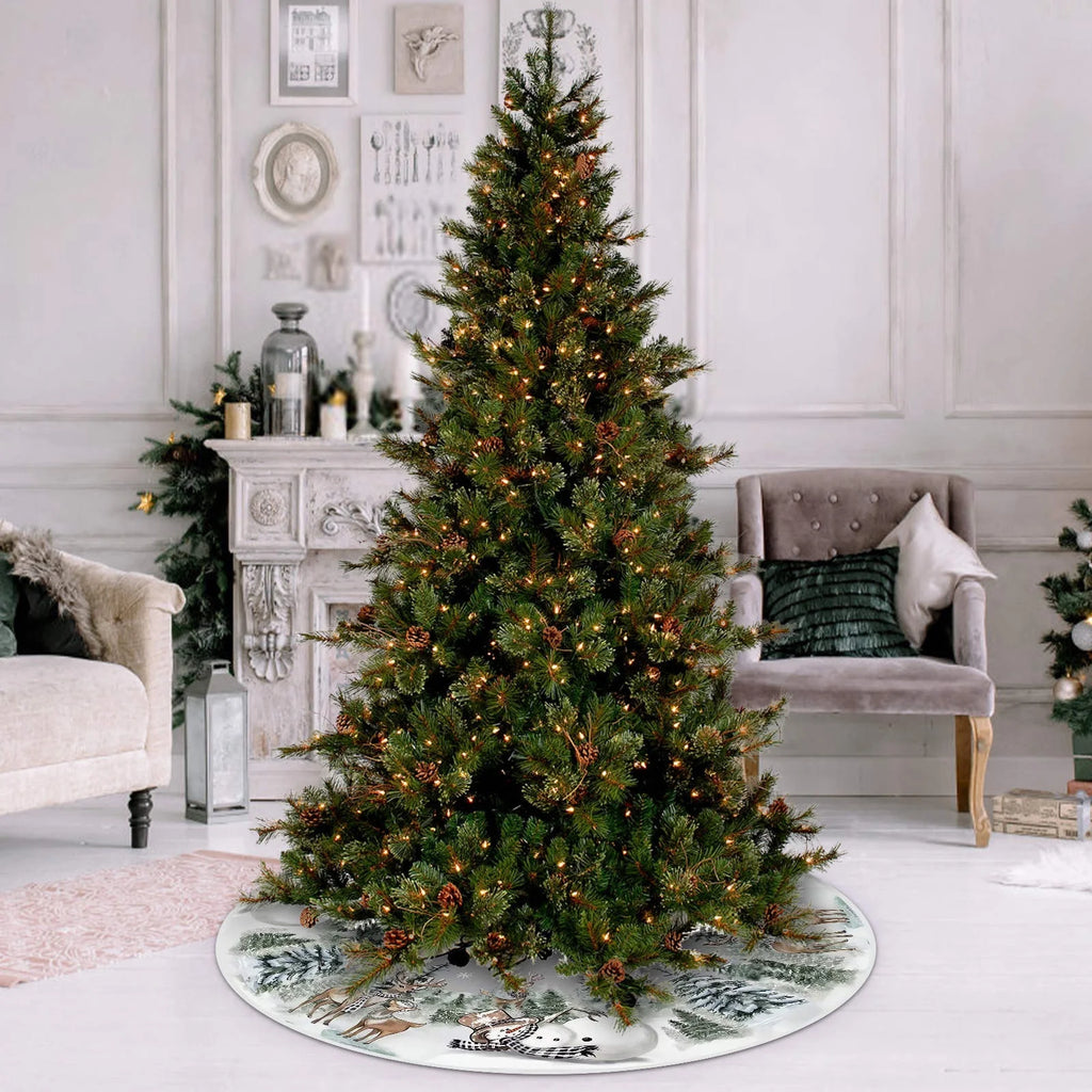 Christmas Tree Skirt 23.6 Inch, Snowflake round Red Tree Skirt, Christmas Tree Skirts for Christmas Party and New Year Party, Xmas Tree Skirt Cover for 4-6Ft Christmas Tree Decoration