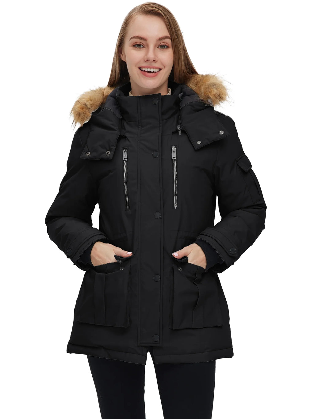 Women'S Winter Coat Quilted Winter Jacket Waterproof Winter Parka Coat Black XL