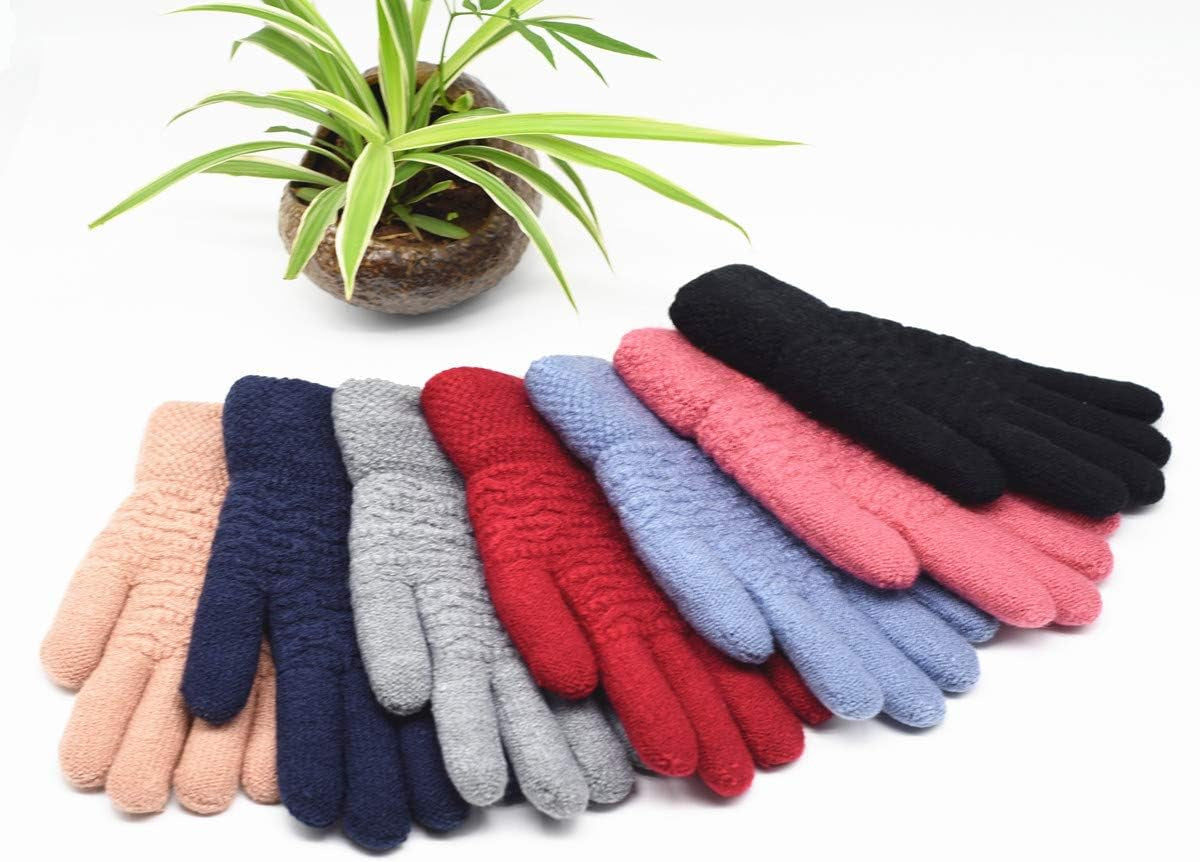 Women'S Winter Warm Touch Screen Gloves Womens Thermal Cable Knit Wool Fleece Lined Gloves for Cold Weather