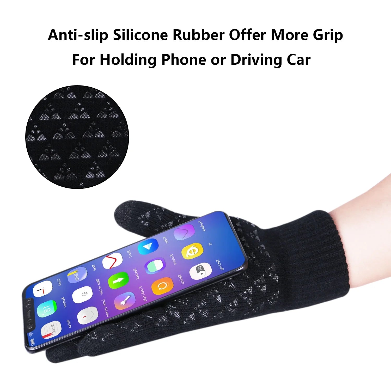 5 Pcs Winter Beanie Hat Scarf Touchscreen Gloves Set with Wool Socks for Men Women Gray