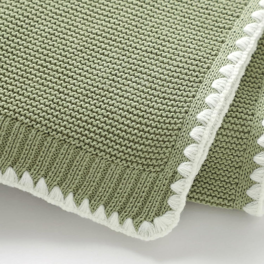 Cotton Baby Blanket Gender Neutral Nursery Swaddling Blanket for Shower Gift Registry for Baby Sage Green 40 X30 Inch