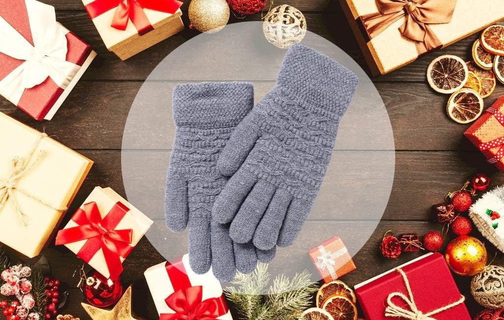 Women'S Winter Warm Touch Screen Gloves Womens Thermal Cable Knit Wool Fleece Lined Gloves for Cold Weather