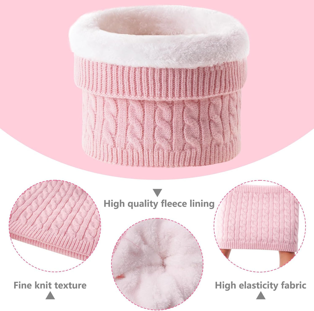 3Pcs Winter Women Beanie Hat Scarf and Touch Screen Gloves Sets Girls Classic Knit Warm Chunky Fleece Lined Cable Cap
