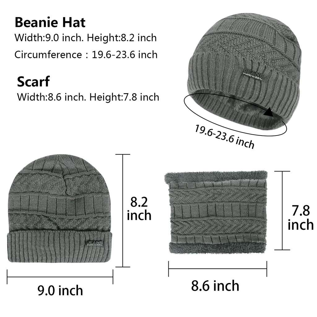 5 Pcs Winter Beanie Hat Scarf Touchscreen Gloves Set with Wool Socks for Men Women Gray