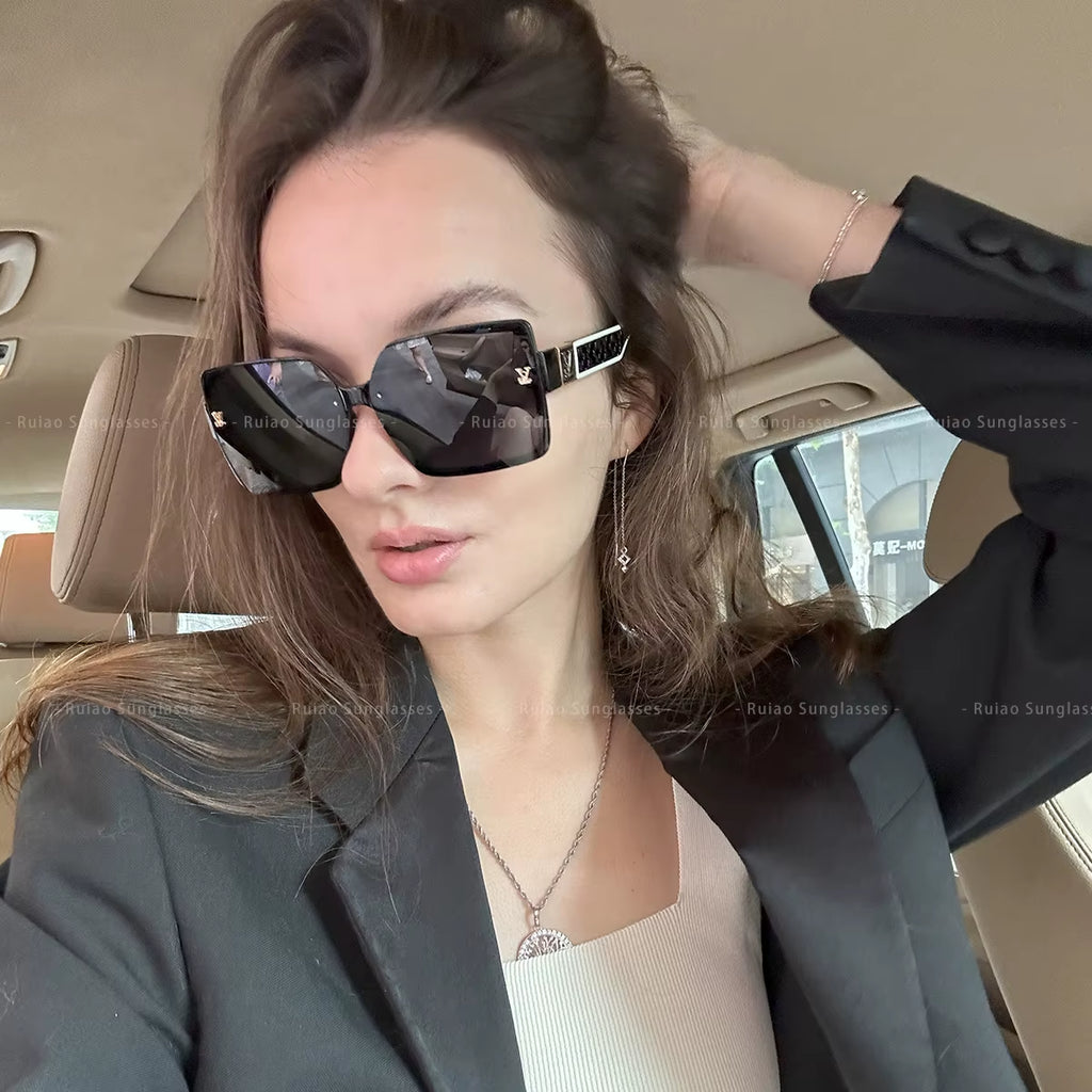 Luxury Square Designer Fashion Big Sunglasses for Women Glasses Brand 2024 Woman Women'S Retro Shades UV400 Sunglasses Eyewear