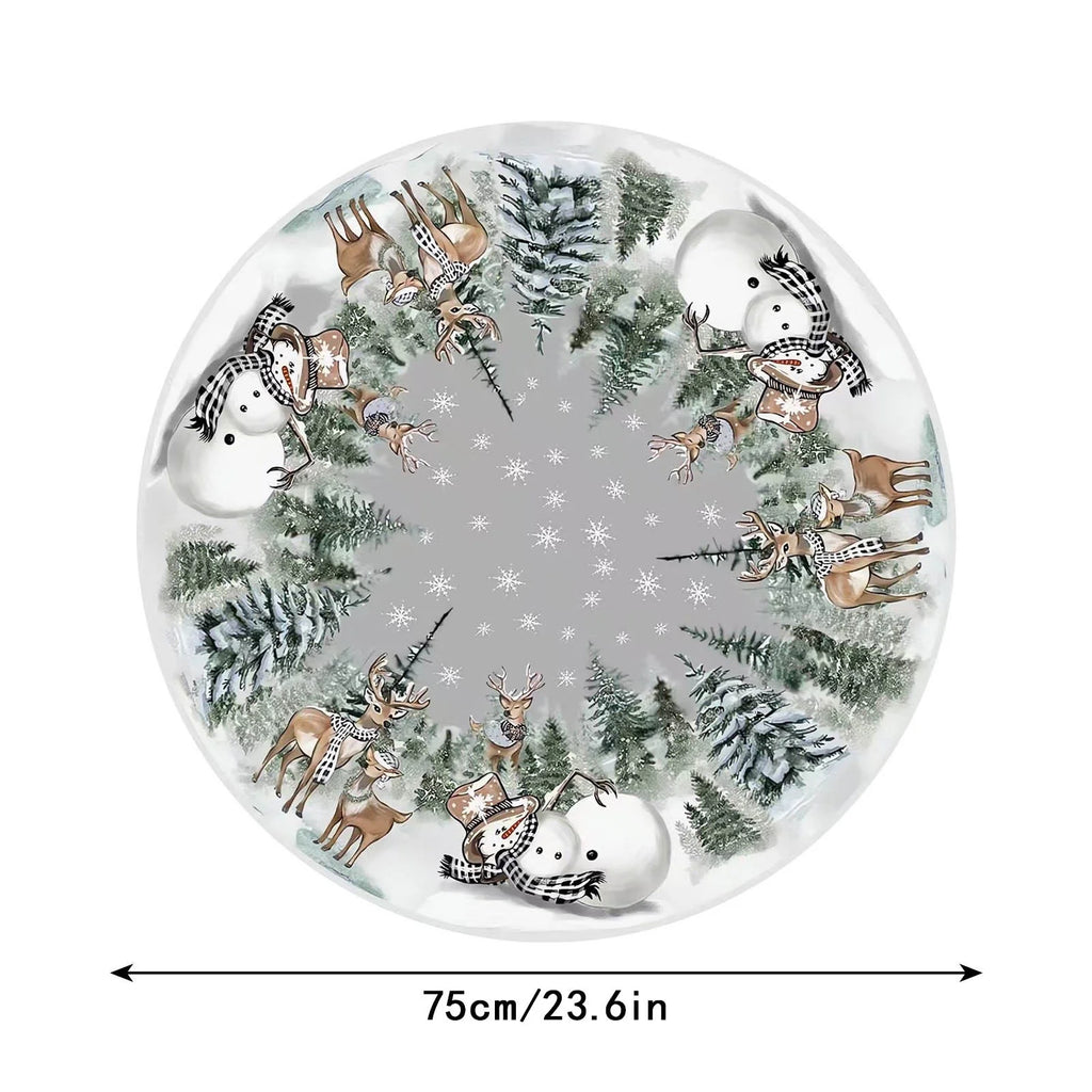 Christmas Tree Skirt 23.6 Inch, Snowflake round Red Tree Skirt, Christmas Tree Skirts for Christmas Party and New Year Party, Xmas Tree Skirt Cover for 4-6Ft Christmas Tree Decoration