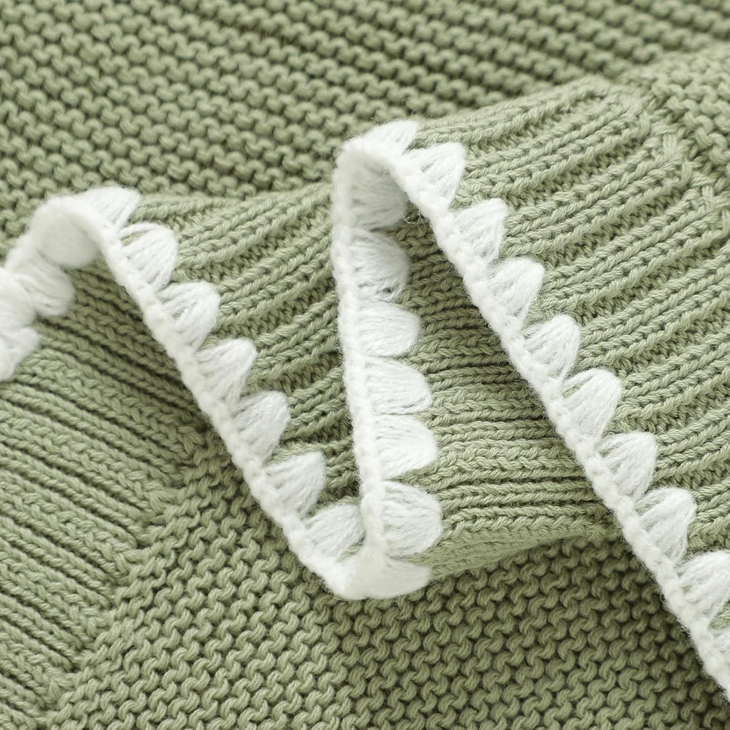 Cotton Baby Blanket Gender Neutral Nursery Swaddling Blanket for Shower Gift Registry for Baby Sage Green 40 X30 Inch