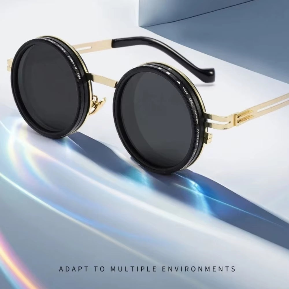 New ND2-400 Adjustable Dimming Glasses 9 Level UV400 Fishing Sunglasses with Glasse Case ND Filter Sun Glasses Driving