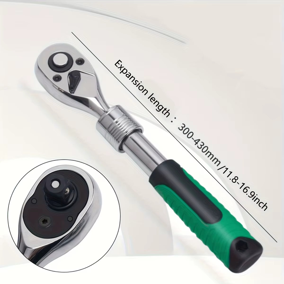 1/4，3/8，1/2 Inch Drive Socket Ratchet Set Extendable Handle Wrench 72-Tooth Quick-Release Reversible