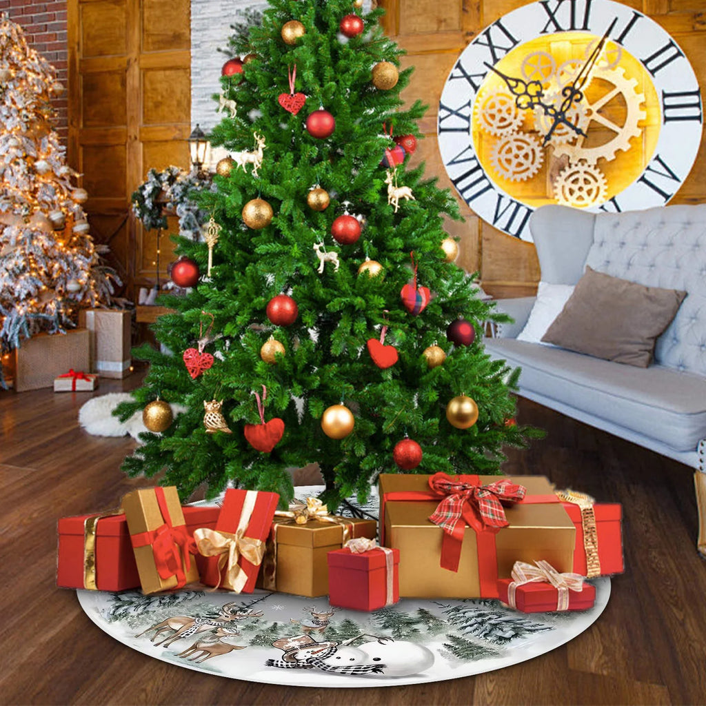 Christmas Tree Skirt 23.6 Inch, Snowflake round Red Tree Skirt, Christmas Tree Skirts for Christmas Party and New Year Party, Xmas Tree Skirt Cover for 4-6Ft Christmas Tree Decoration