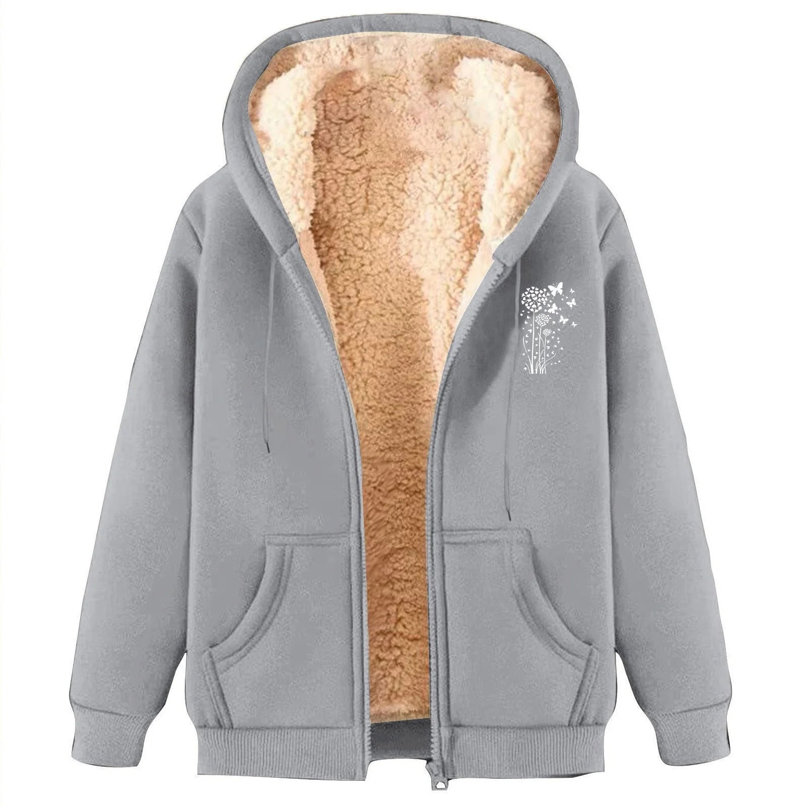 Fleece Jacket Women Winter Warm Full Zip up Coats Sherpa Lined Thick Warm Jackets Casual Long Sleeve Outerwear Hoodies with Pockets