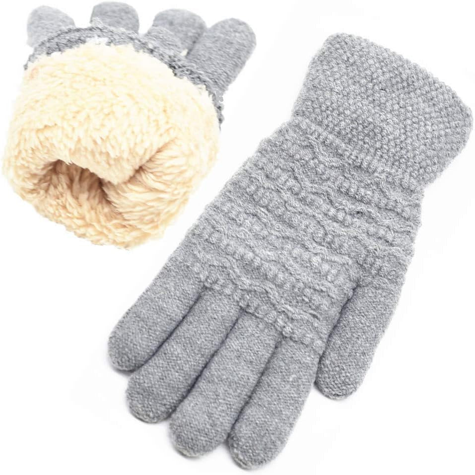 Women'S Winter Warm Touch Screen Gloves Womens Thermal Cable Knit Wool Fleece Lined Gloves for Cold Weather
