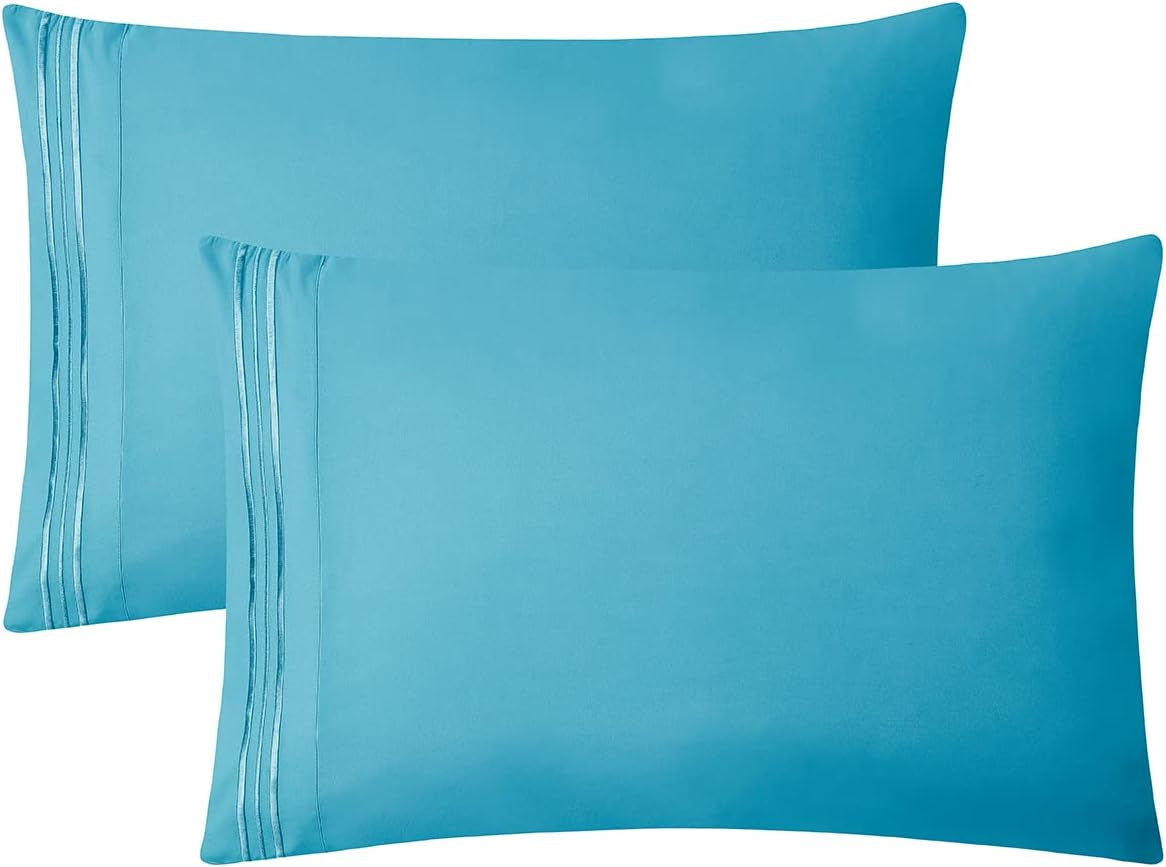 Bed Sheets, Premier 1800 Series 4 Piece Bed Sheet Set, Deep Pocket, Wrinkle, Fade, Stain Resistant, Luxury Soft Bedding Sheets & Pillowcases, California King, Beach Blue